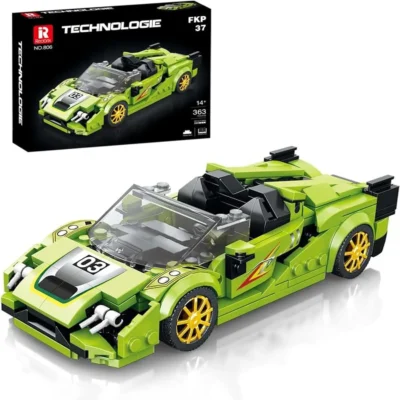 automobilio-konstruktorius-vaikams-zalias-sportinis-bolidas-363-detales