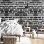 Lipnūs tapetai su pilkų plytų raštu 45 cm x 10 m