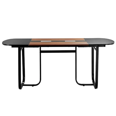 ovalus-konferenciju-stalas-180-cm-su-metalinemis-kojomis-6-8-vietu-juodas-su-rudu