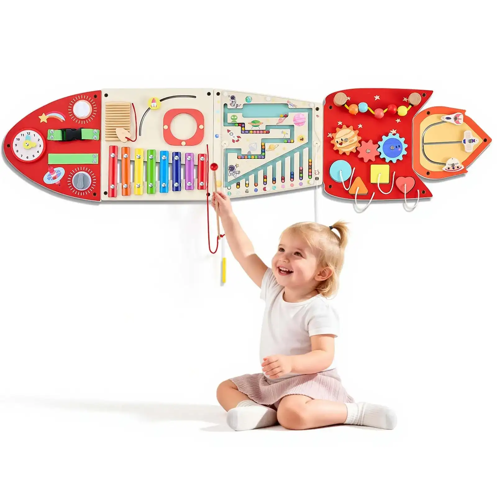 montessori-sensorine-lenta-13-veiklu-5-daliu-raketos-formos montessori-sensorine-lenta-13-veiklu-5-daliu-raketos-formos